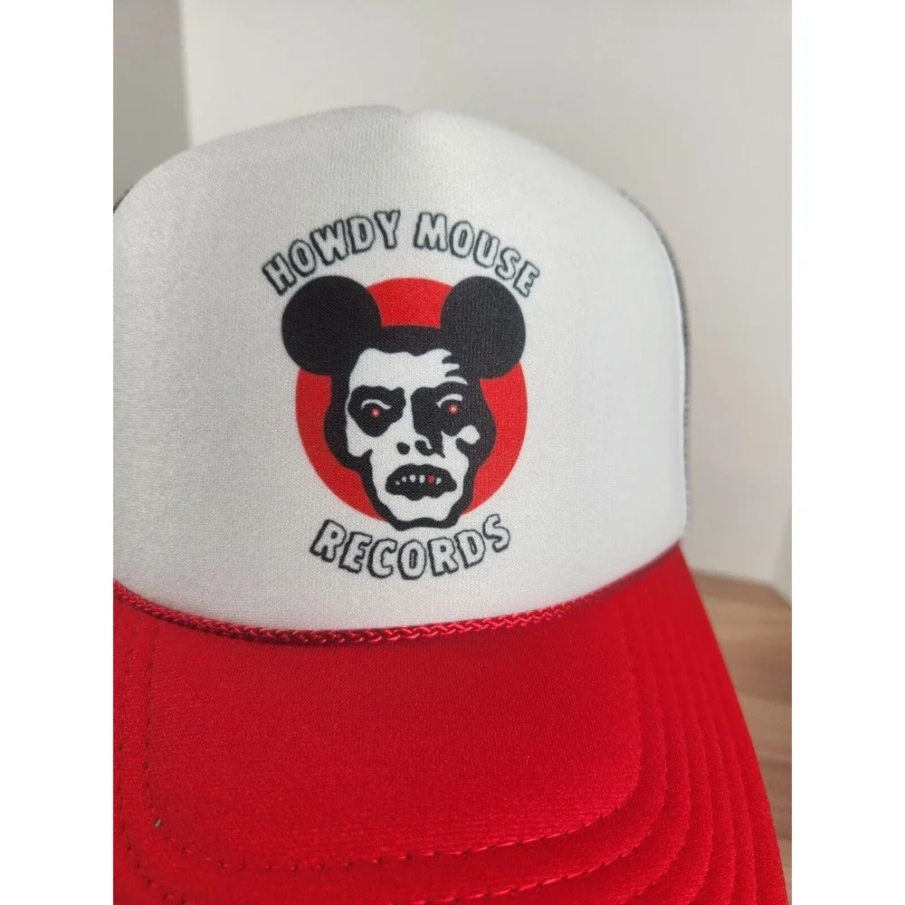 Howdy Mouse Records Truck Hat White Red Black Strap Back Otto Unique Unusual‎